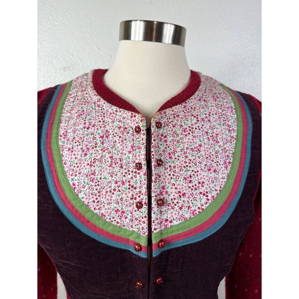 Moth Anthropologie Wool Blend Floral Yoke Cardigan Size Medium - Picture 11 of 16